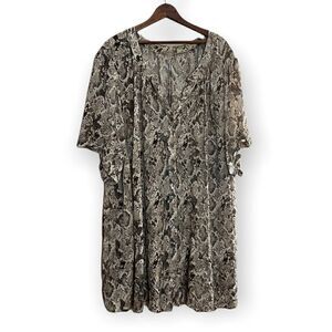 Brylane Snake Print Lightweight Button Down Shirt
